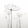 Whimsical White Dandelions: A Surrealistic Minimalistic Composition