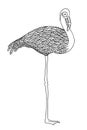 Black and white decorative flamingo. Royalty Free Stock Photo