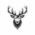Black And White Deer Icon With Exaggerated Facial Features