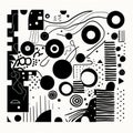 Abstract Black And White Drawing With Memphis Design Elements