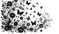 Black and white design featuring an array of butterfli Royalty Free Stock Photo