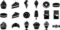 Black and White Dessert Icon Set Royalty Free Stock Photo