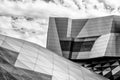Black and white detail view of the iconic House of Music in Aalborg Royalty Free Stock Photo