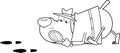 Black And White Detective Dog Cartoon Character Following A Clues Royalty Free Stock Photo