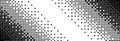 Black and white diagonal bitmap gradient texture. Slanted dithered background. Abstract pixel glitchy pattern. 8 bit