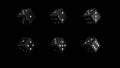 Black and White Dice on a Black background, 3d render Royalty Free Stock Photo