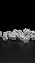 Black and White Dice on a Black background, 3d render Royalty Free Stock Photo