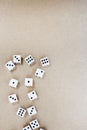 black and white dice framing the side of a neutral surface Royalty Free Stock Photo