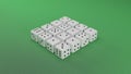 Black and White Dice on a green background, 3d render Royalty Free Stock Photo