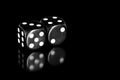 Black and White Dice Reflected on Black Royalty Free Stock Photo