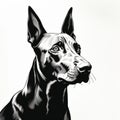 Minimalist Hand-drawn Doberman Pinscher Head Profile Illustration