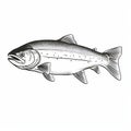 Black And White Trout Art Illustration With Flat Shading Royalty Free Stock Photo