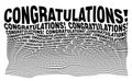 Black and white distorted background composed of Congratulations decreasing words Royalty Free Stock Photo