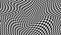 Black and white distorted checkered background