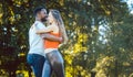 Black and white diversity couple dancing in the park