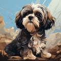 8bit Shih Tzu: A Detailed And Colorful Dog Portrait