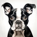 Cute Boston Terrier Dog Portrait: Aggressive Digital Illustration By Martin Rak