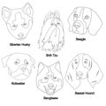 Black White Dog Face Set