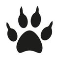 Black and white dog paw footprint silhouette