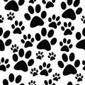Black and White Dog Paw Prints Tile Pattern Repeat Background Royalty Free Stock Photo