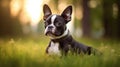 Boston Terrier In Lensbaby Composer Pro Ii: Sunset Serenity Royalty Free Stock Photo
