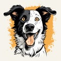 Joyful And Detailed Border Collie Dog Head Illustration