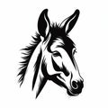 Black And White Donkey Head Illustration In Graphic Style