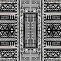 Black and white doodle african pattern with geometric motifs
