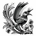 Bird Of Paradise Linocut Woodcut Print - Bold And Vibrant Nature Scene