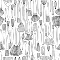 Black and White Doodle Artist Brushes Seamless Pattern