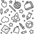 Black and white doodle seamless pattern with school and education element Royalty Free Stock Photo
