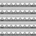 Black and White Doodle Style Seamless Tileable Tribal Pattern