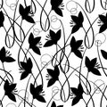 Hand drawn botanical repeat pattern. Royalty Free Stock Photo