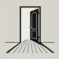 Black and White Door Silhouette Illustration Set with Open Door Variations Royalty Free Stock Photo