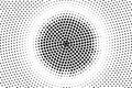 Black white dotted halftone. Half tone background. Grungy rough circle dotted gradient.