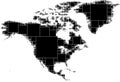 Black and white dotted map of North America. ÃÂ¡onsisting of smoothly decreasing squares of the maximum size inscribed into the