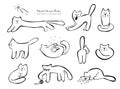 Hand Drawn Cats, Doodle Sketchy Pets, Scribble Meow Animals