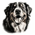 High Contrast Stencil Art Of Bernese Mountain Dog - Detailed Illustration Royalty Free Stock Photo