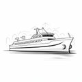 Contemporary Cartoonish Design: Black And White Transportation Ship Port Boat