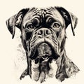 Boxer Dog Stencil Art: Alert And Gentle Nature In Black And White