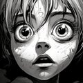 Eerie Manga-style Illustration Of Girl\'s Eyes: A Haunting Artwork