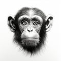 Realistic Black And White Chimpanzee Portrait Illustration Royalty Free Stock Photo