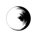a black and white drawing of a circular shape vector brush stroke, earth globe on black Royalty Free Stock Photo