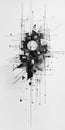 A black and white drawing of a clock with a black circle in the middle Royalty Free Stock Photo