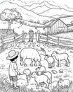 Boy Tending to Sheep