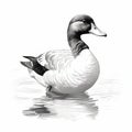 Hyper-realistic Black And White Duck Art Illustration Royalty Free Stock Photo