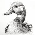 Realistic Duck Portrait Tattoo Drawing On White Background Royalty Free Stock Photo