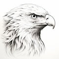 Hyperrealistic Black Ink Eagle Illustration On White Background