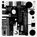 Bold And Abstract Black And White Graphic Art With Absurd Doodle Style