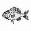 Black And White Fish: Textured Illustration With Whiplash Lines